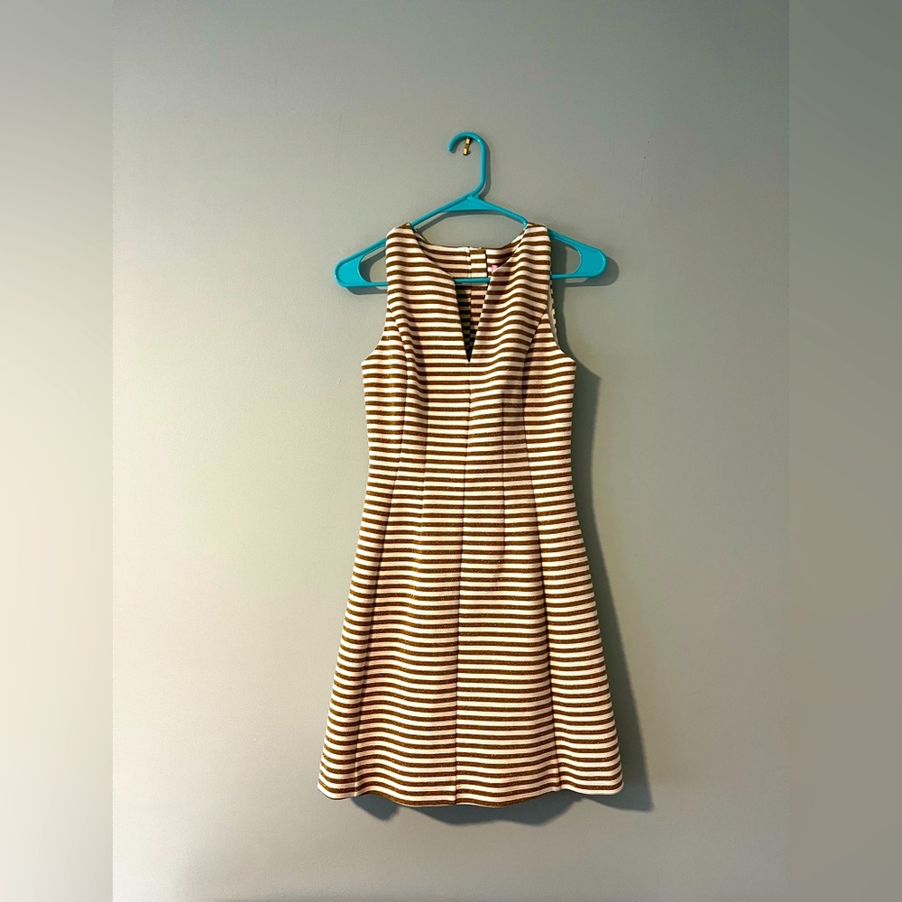 Shimmering Lilly Pulitzer Gold Striped Party Dress
